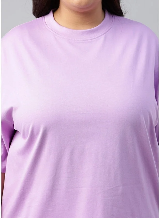 Juneberry Juneberry Pure Cotton Over-size  ROYALBLUE T-Shirt For Women